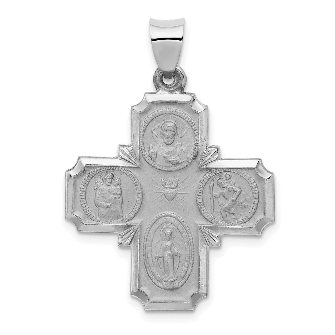 14k White Gold Four Way Medal Pendant