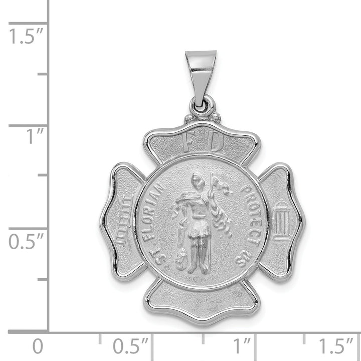 14k White Gold Saint Florian Badge Medal Penant