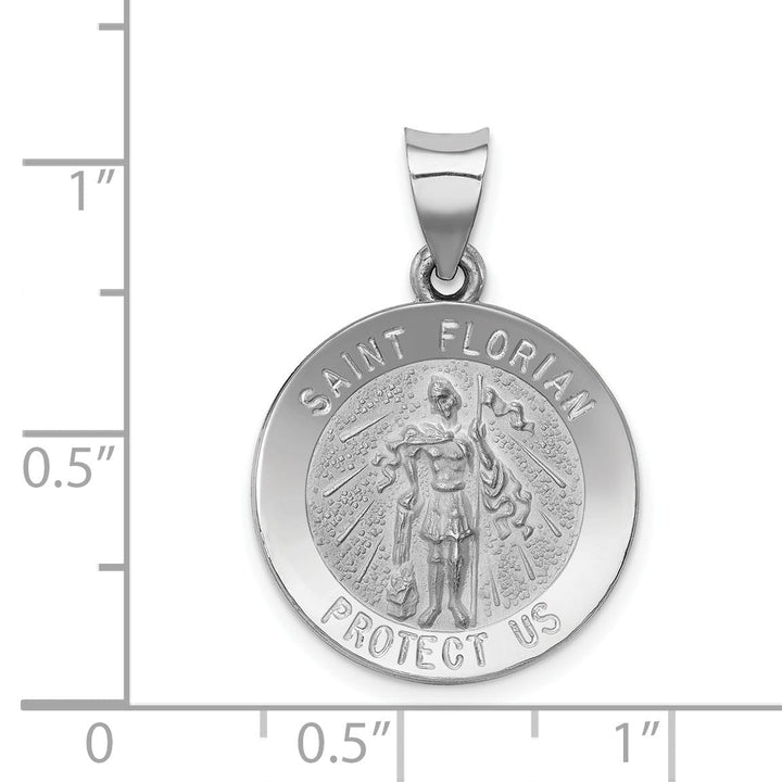 14k White Gold Saint Florian Medal Pendant