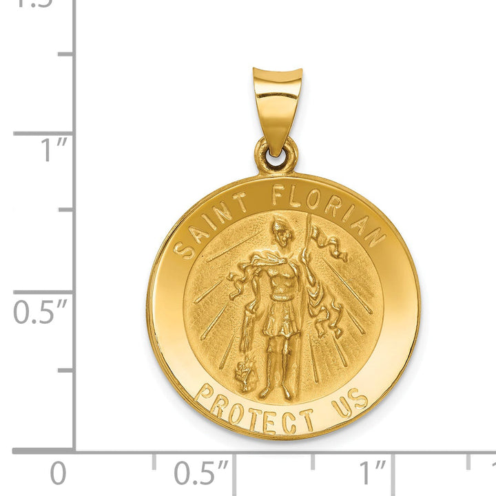 14k Yellow Gold Saint Florian Medal Pendant