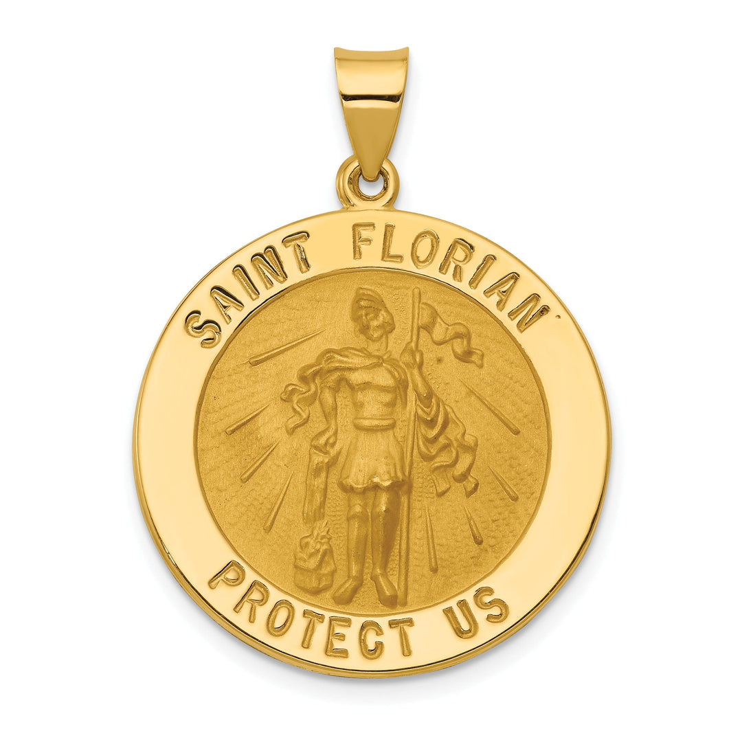 14k Yellow Gold Saint Florian Medal Pendant