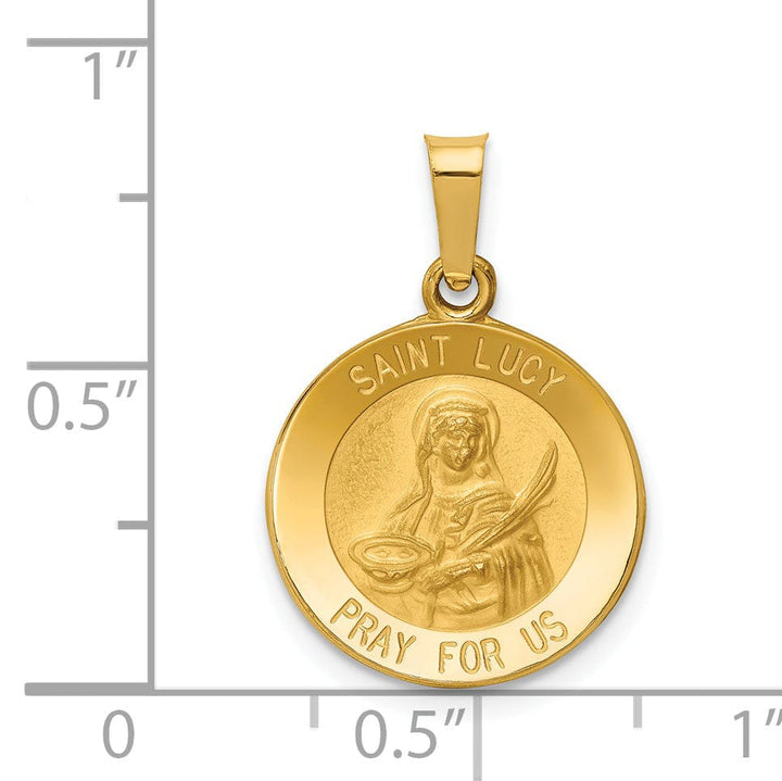 14k Yellow Gold Saint Lucy Medal Pendant