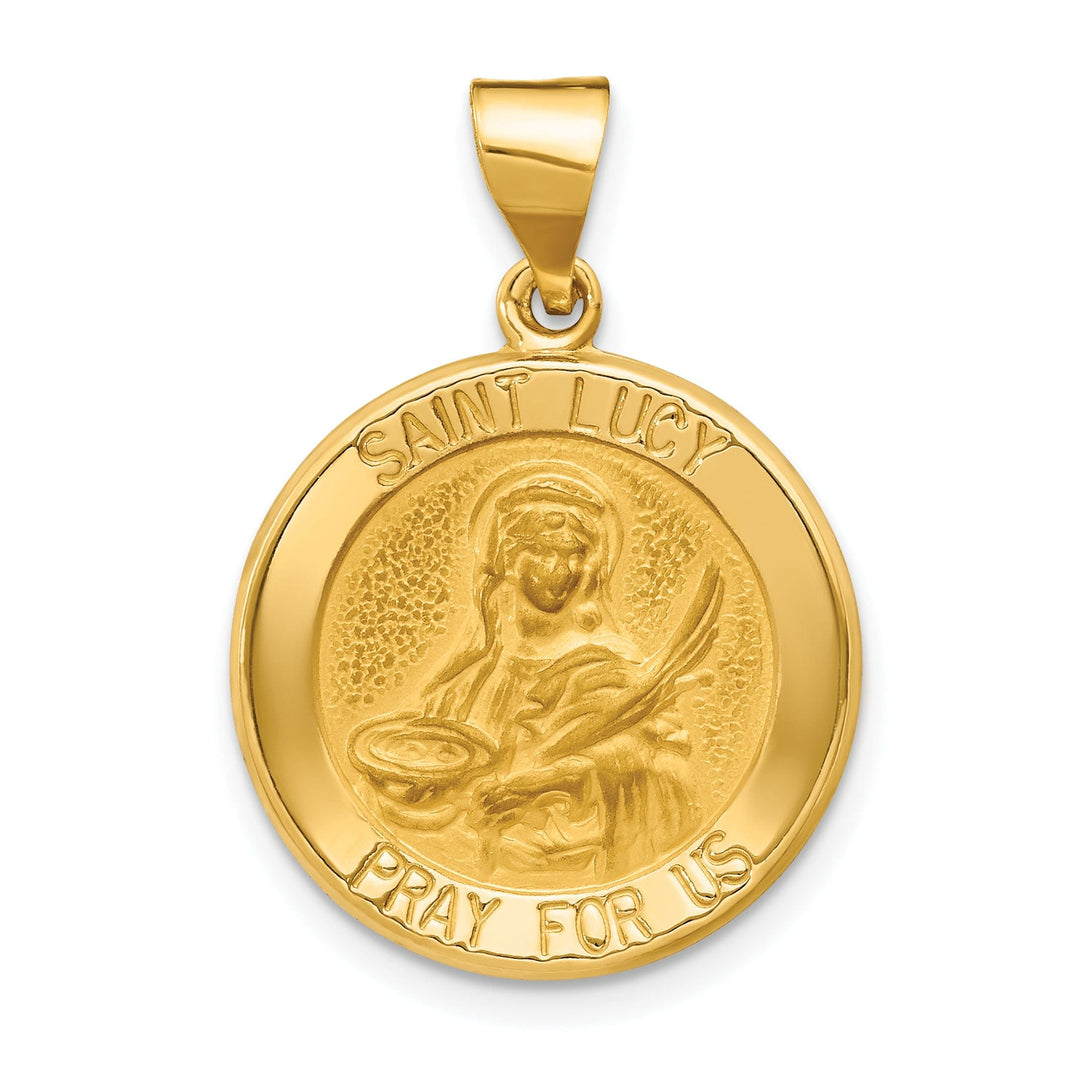 14k Yellow Gold Saint Lucy Medal Pendant