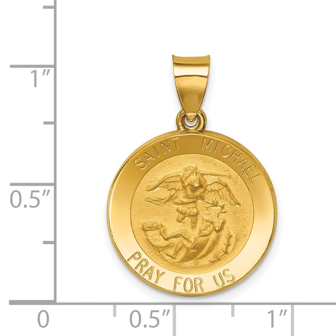 14k Yellow Gold Saint Michael Medal Pendant