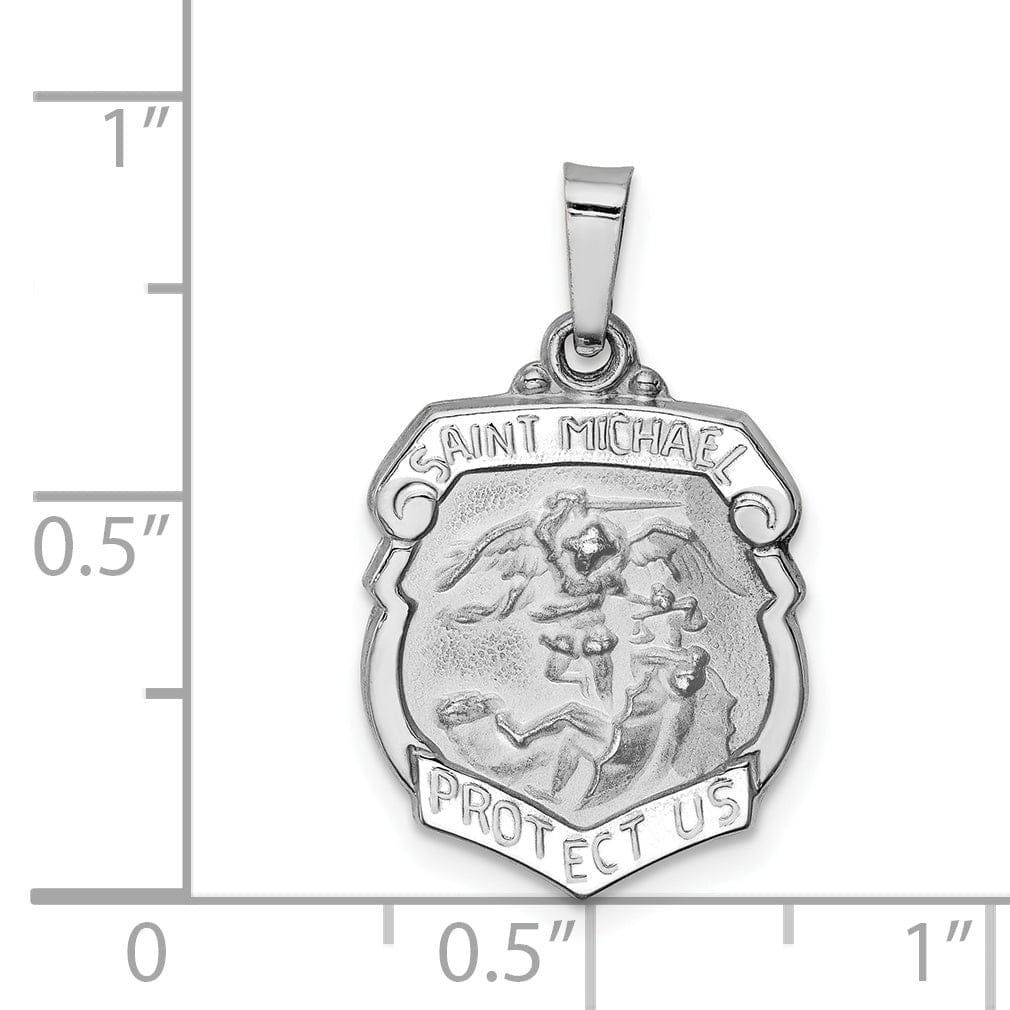 14k White Gold Saint Michael Medal Pendant