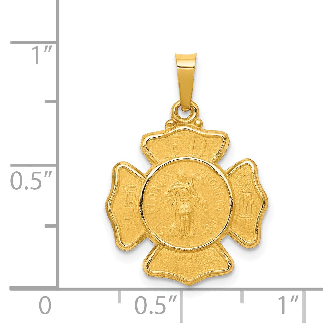 14k Yellow Gold St.Florian Badge Medal Pendant
