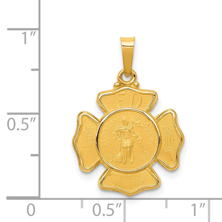 14k Yellow Gold St.Florian Badge Medal Pendant