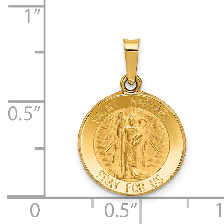 14k Yellow Gold Saint Raphael Medal Pendant