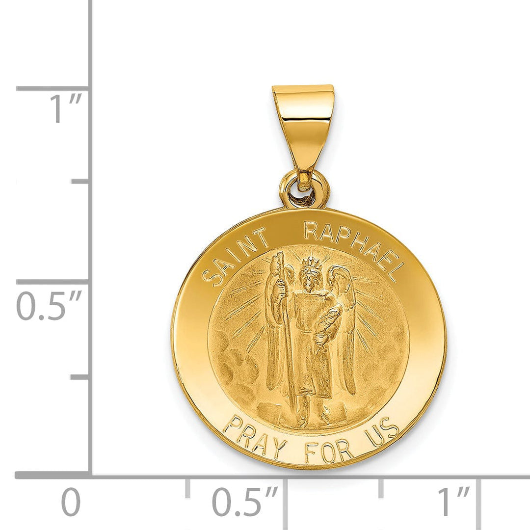 14k Yellow Gold Saint Raphael Medal Pendant