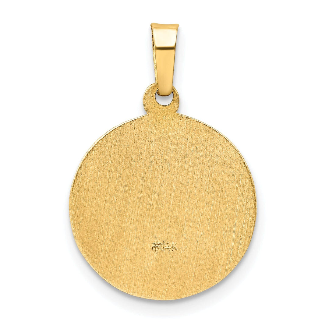 14K Yellow Gold Confirmation with Chalice Cup Round Disc Medal Pendant