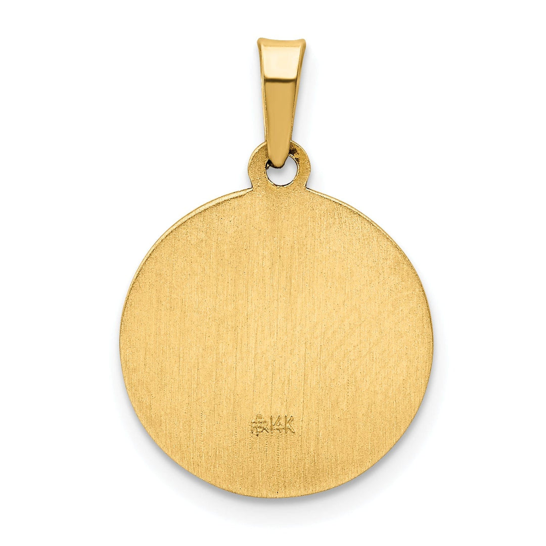 14K Yellow Gold Confirmation with Cross Round Disc Medal Pendant