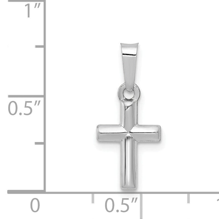 14k White Gold Rhodium 3-D Cross Design Pendant