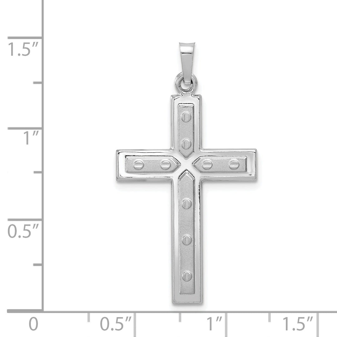 14k White Gold Satin screw Design Cross Pendant