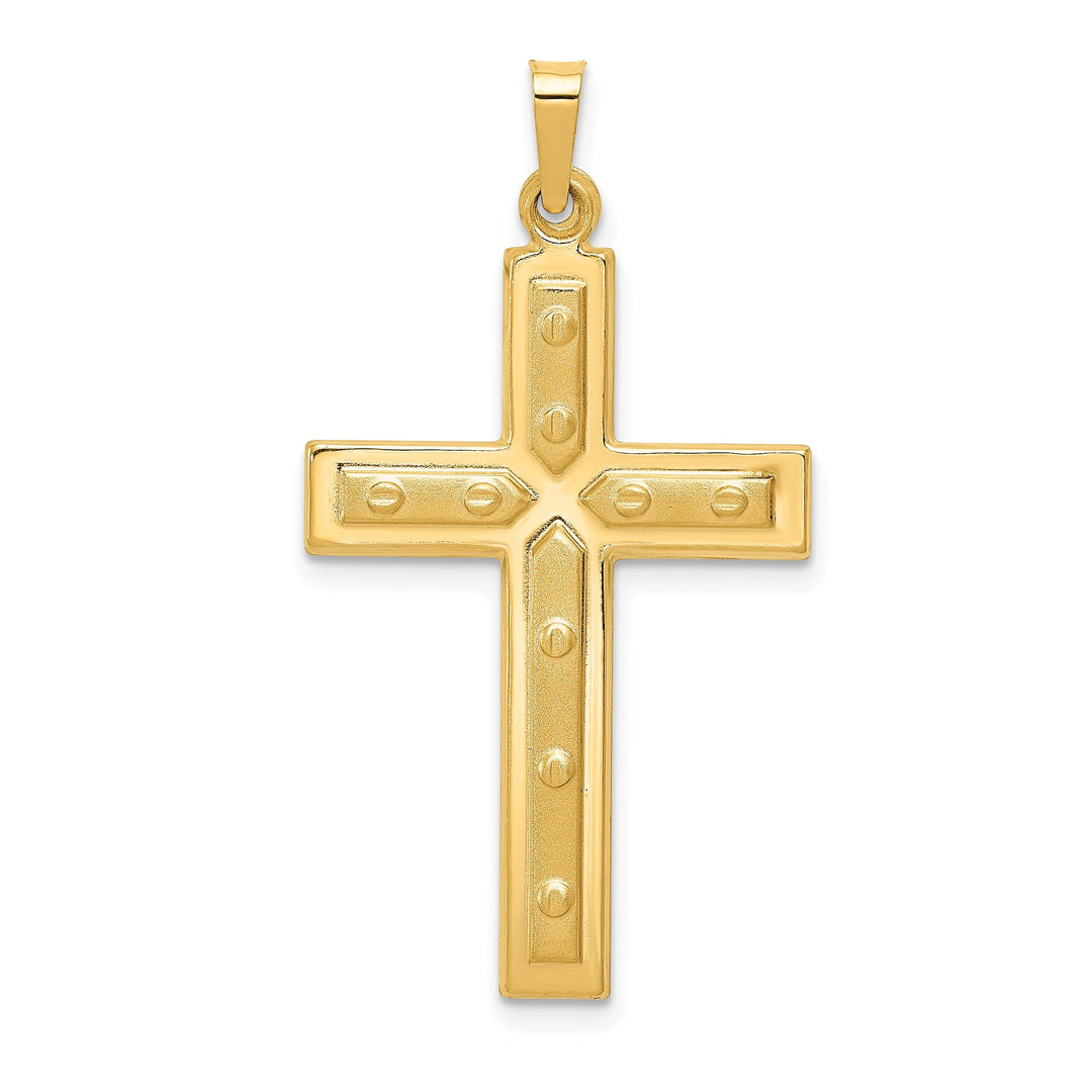 14kYellow Gold Satin Screw Design Cross Pendant