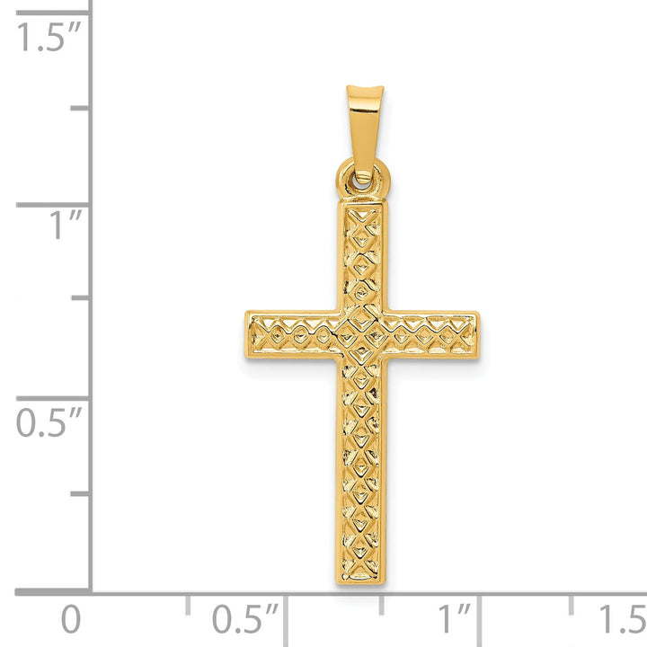 14k Yellow Gold Polished Lattice Cross Pendant