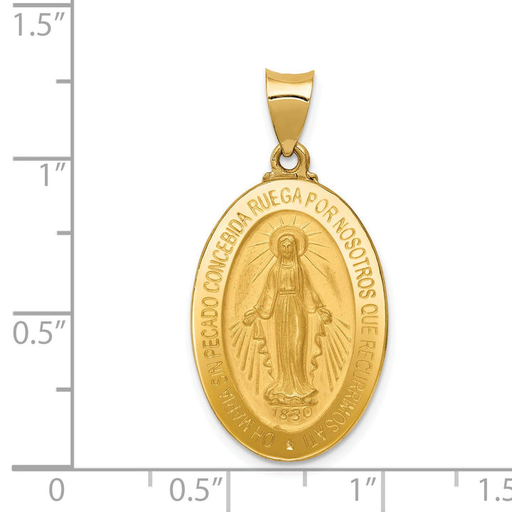 14k Yellow Gold Spanish Miraculous Medal Charm