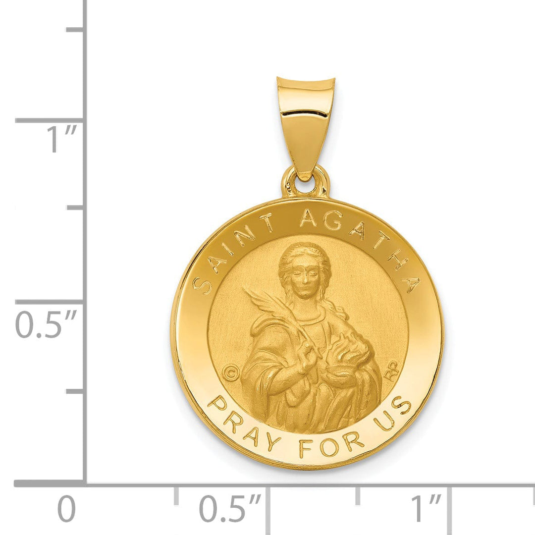 14k Yellow Gold Saint Agatha Medal Pendant