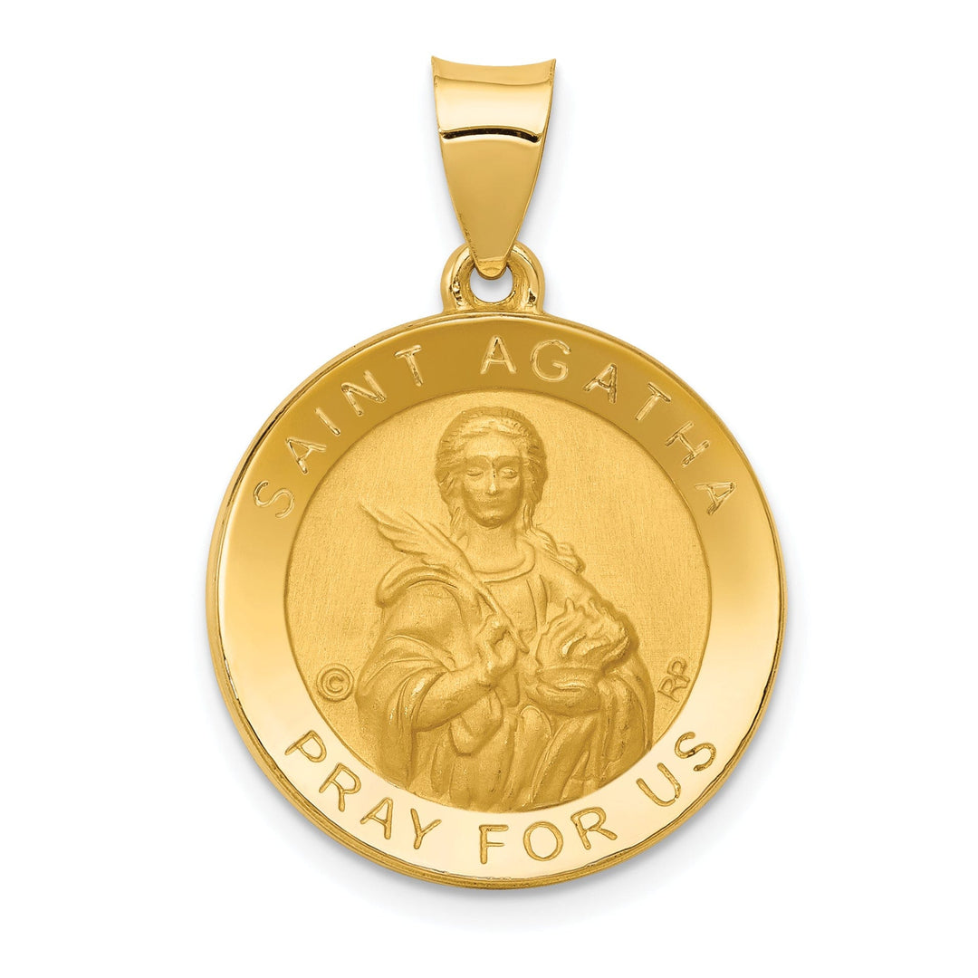 14k Yellow Gold Saint Agatha Medal Pendant