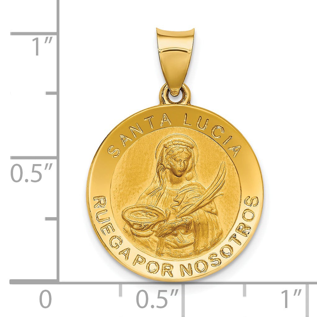 14k Yellow Gold Spanish St Lucy Medal Pendant