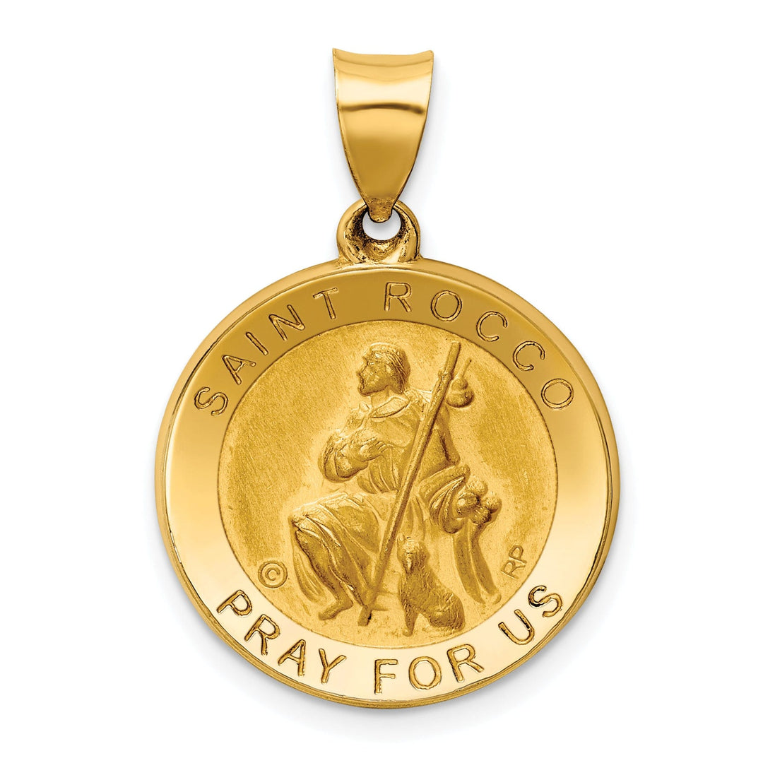 14k Yellow Gold Saint Rocco Medal Pendant