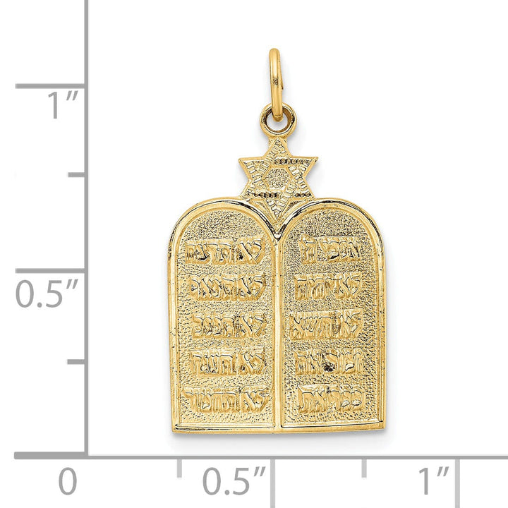 14k Yellow Gold Unisex Ten Commandments with Star of David Pendant