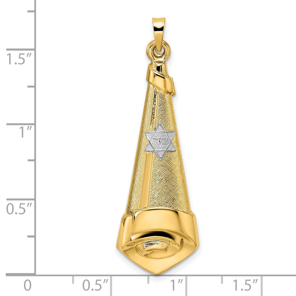 14k Yellow Gold Polished Textured Unisex Scroll Star of David Pendant