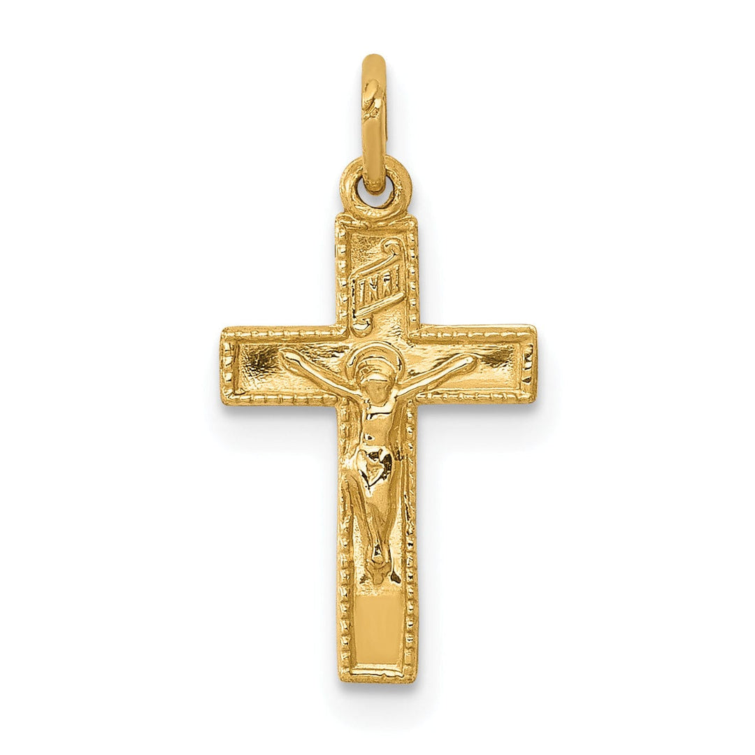14k Yellow Gold Gold INRI Crucifix Cross Pendant