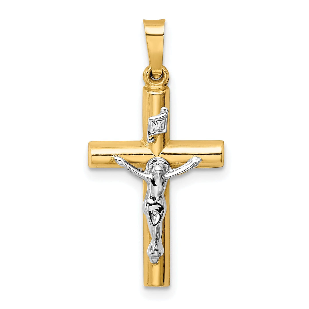 14k Two-tone INRI Crucifix Pendant