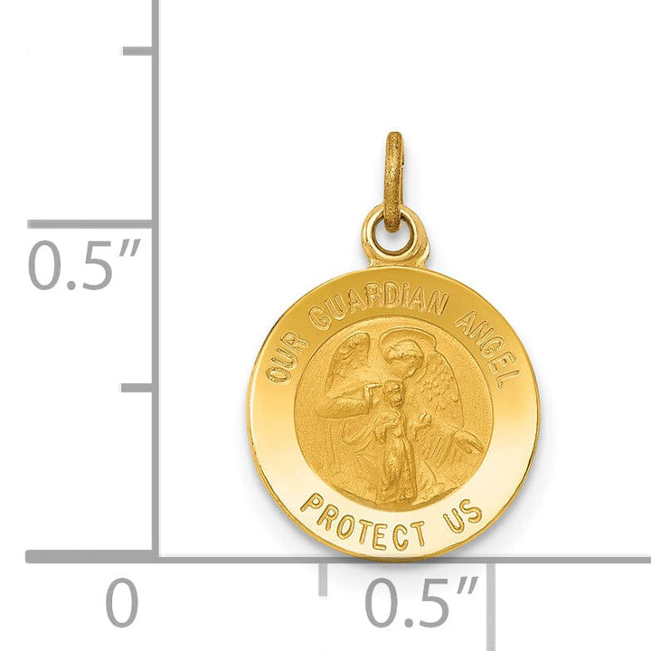 14k Yellow Gold Guardian Angel Medal Pendant