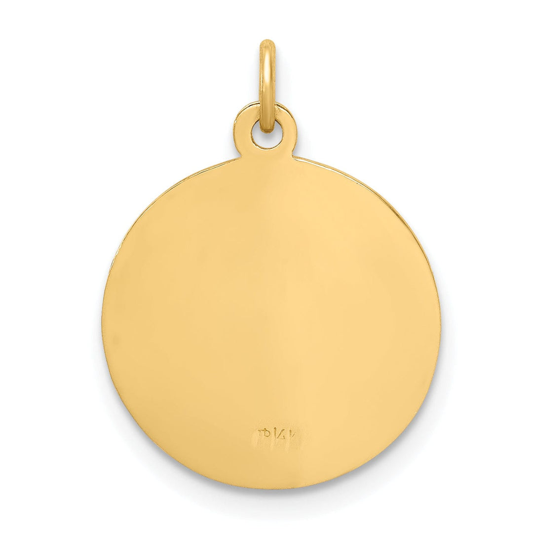 14K Yellow Gold Confirmation with Cross Design Round Medal Pendant