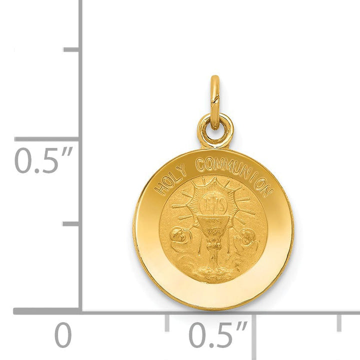 14K Yellow Gold Holy Communion with Chalice Cup Disc Medal Pendant
