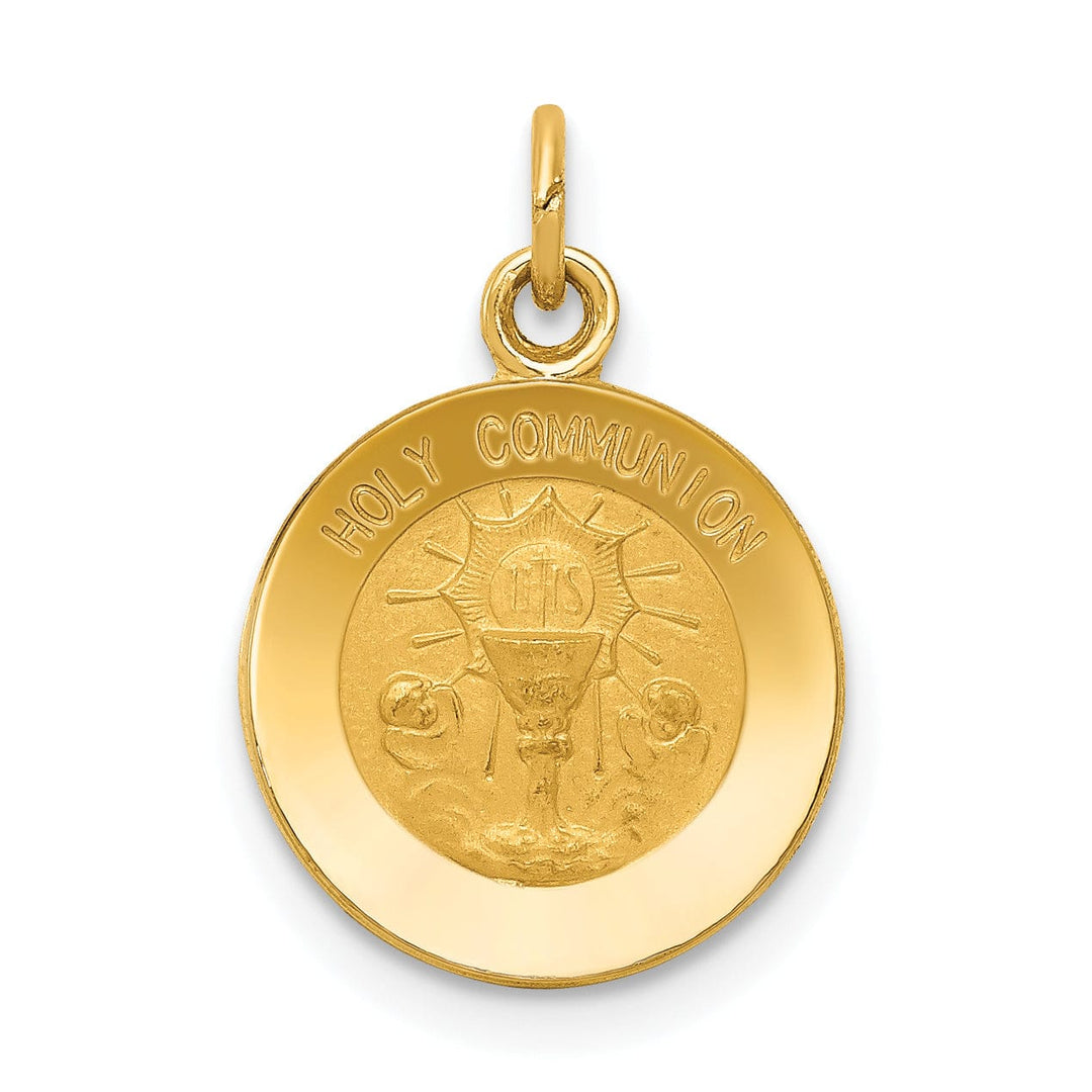 14K Yellow Gold Holy Communion with Chalice Cup Disc Medal Pendant