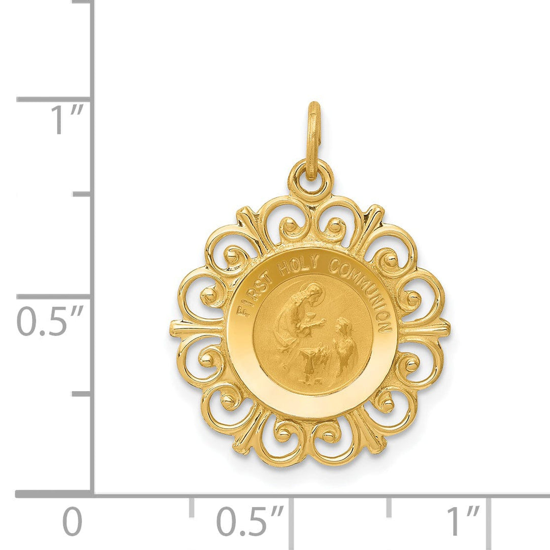 14k Yellow Gold First Holy Communion Medal. Engraving fee $22.00.