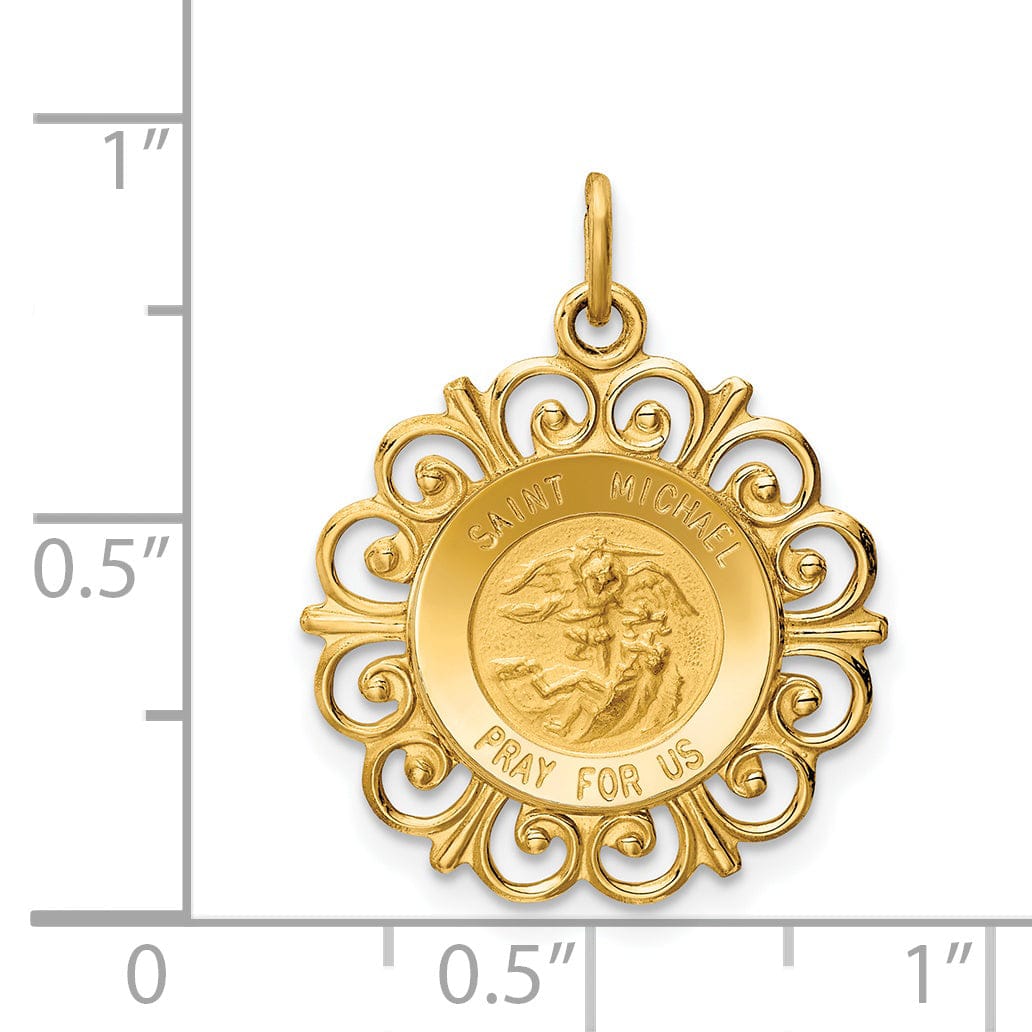 14k Yellow Gold Saint Michael Medal Pendant