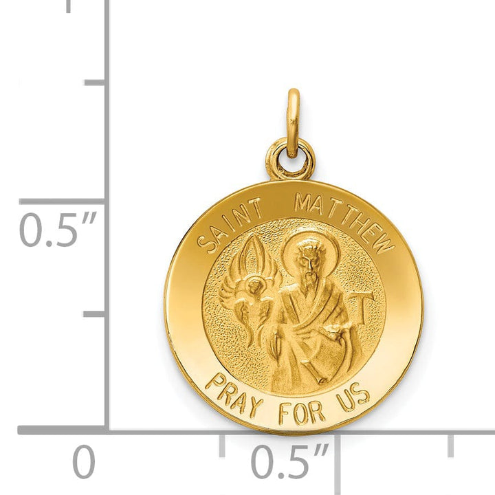 14k Yellow Gold Saint Matthew Medal Pendant