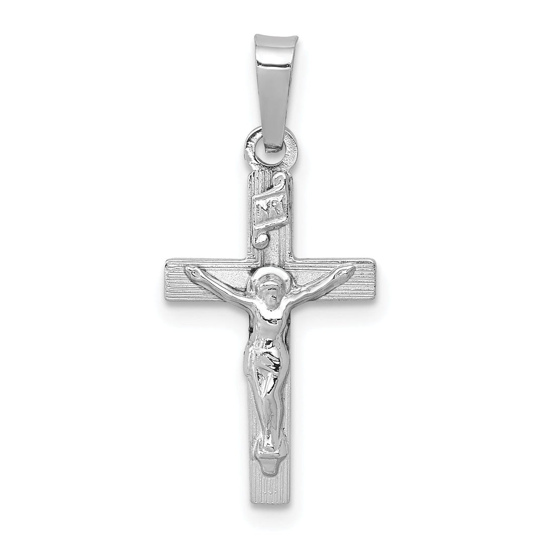 14k White Gold INRI Crucifix Pendant