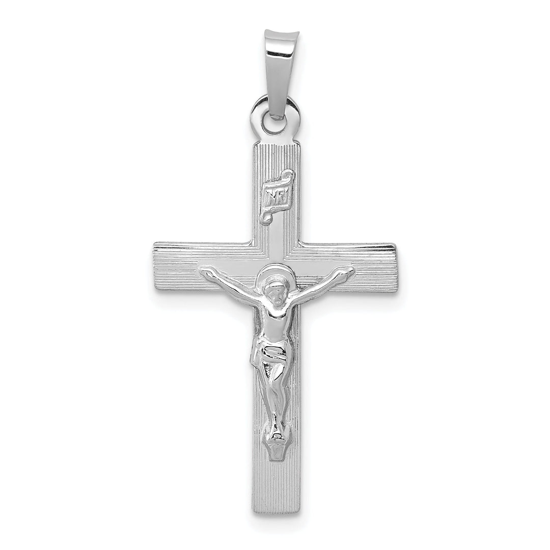 14k White Gold INRI Crucifix Pendant