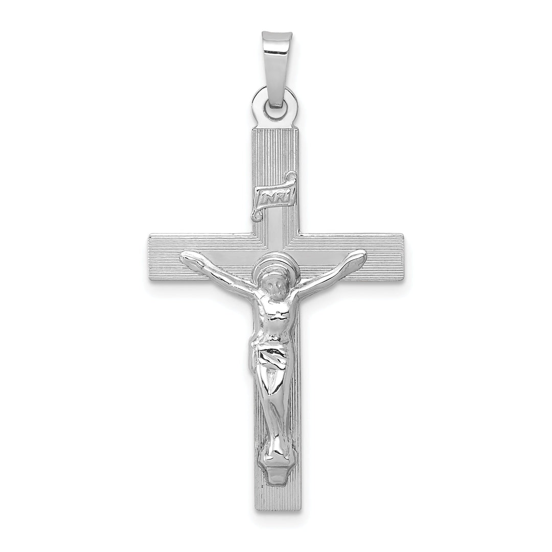 14k White Gold INRI Crucifix Pendant