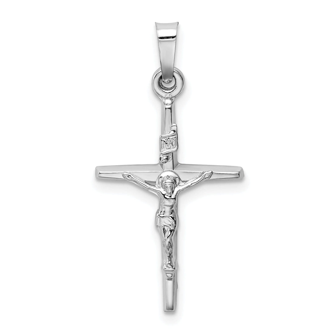 14k White Gold INRI Crucifix Pendant