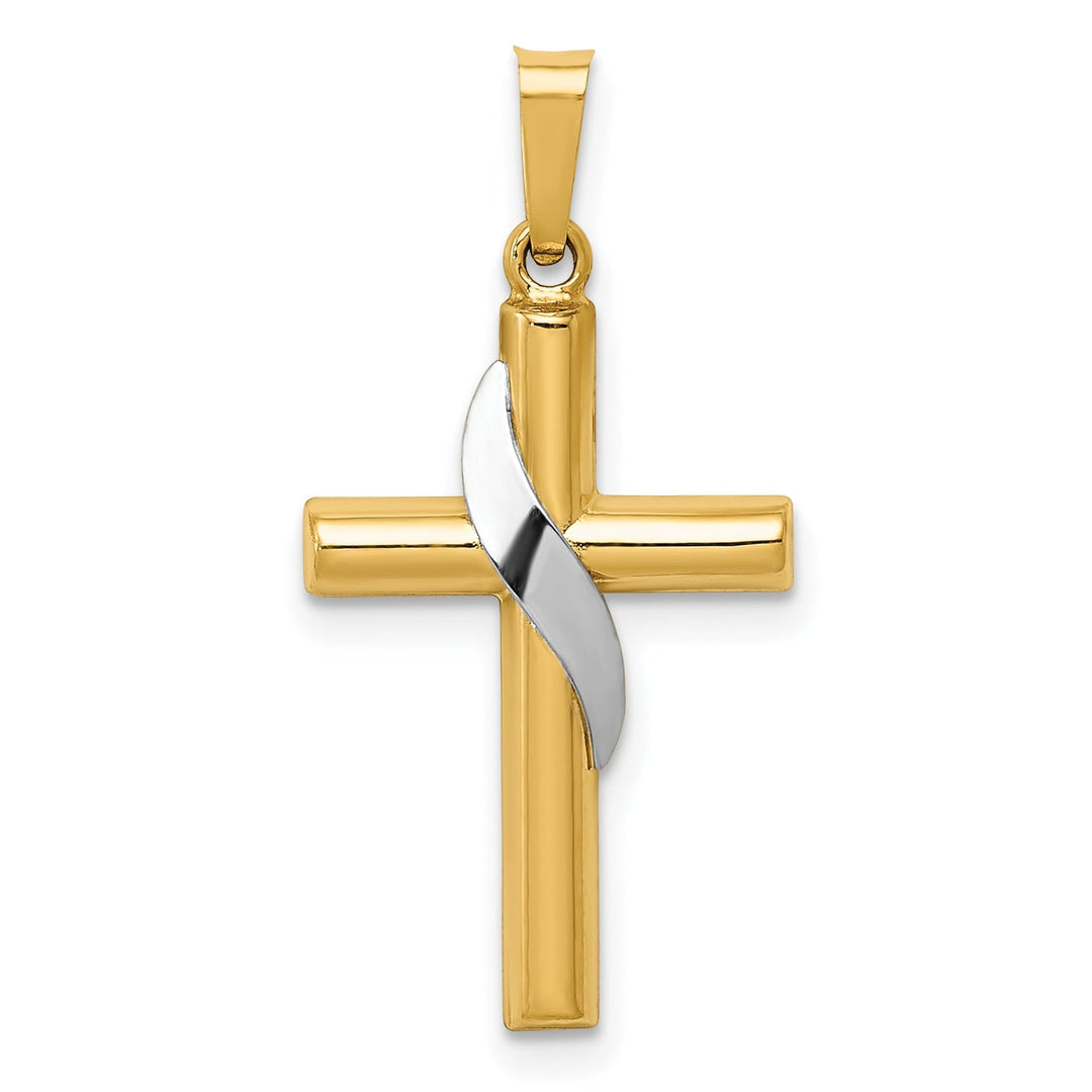 14k Yellow Gold Hollow Cross Charm