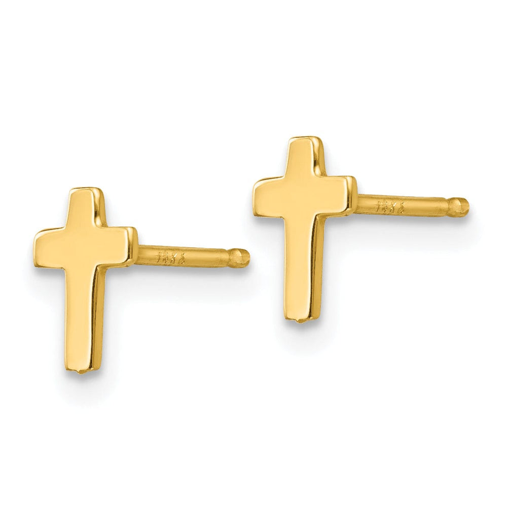 14k Yellow Gold Polished Cross Earrings
