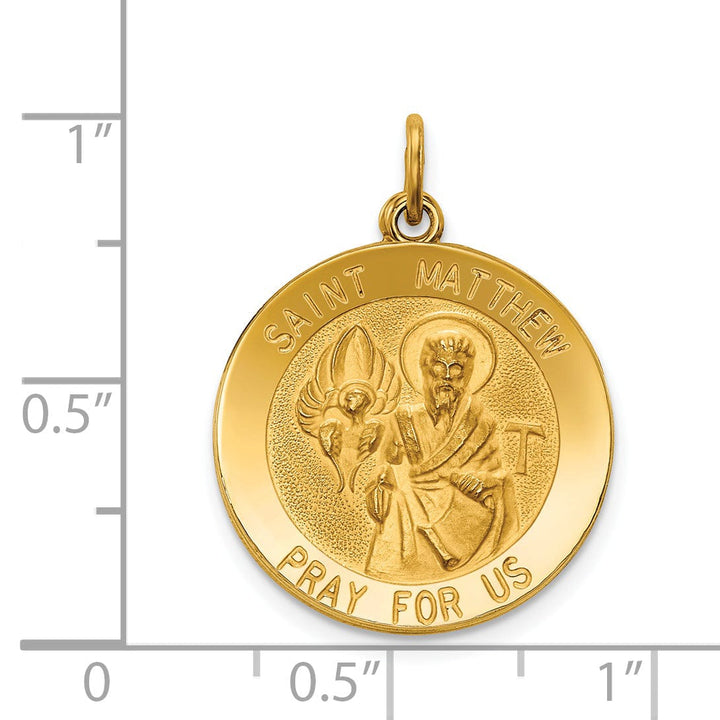 14k Yellow Gold Saint Matthew Medal Pendant
