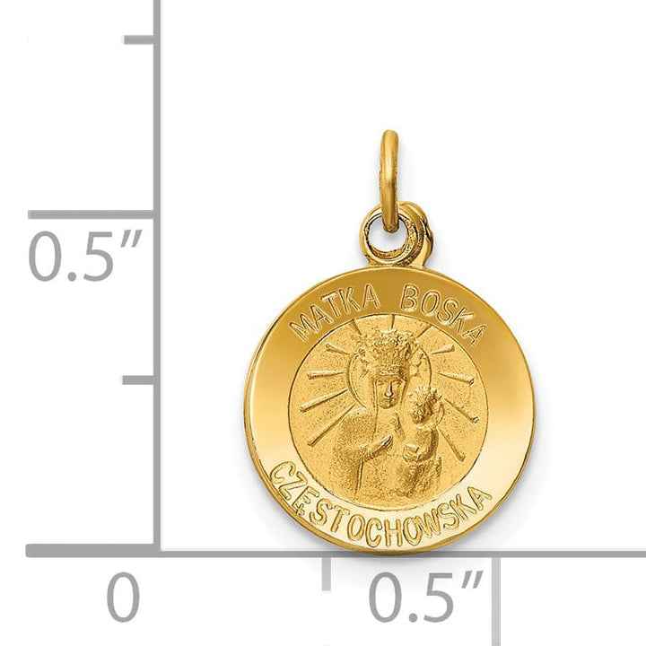 14k Yellow Gold Matka Boska Medal Pendant