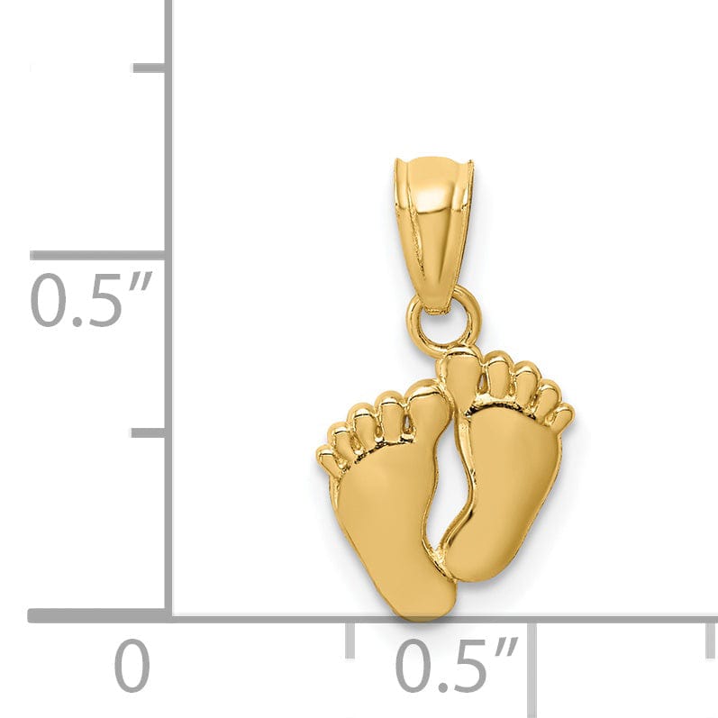 14k Yellow Gold Polished Finish Solid Concave Small Feet Pendant