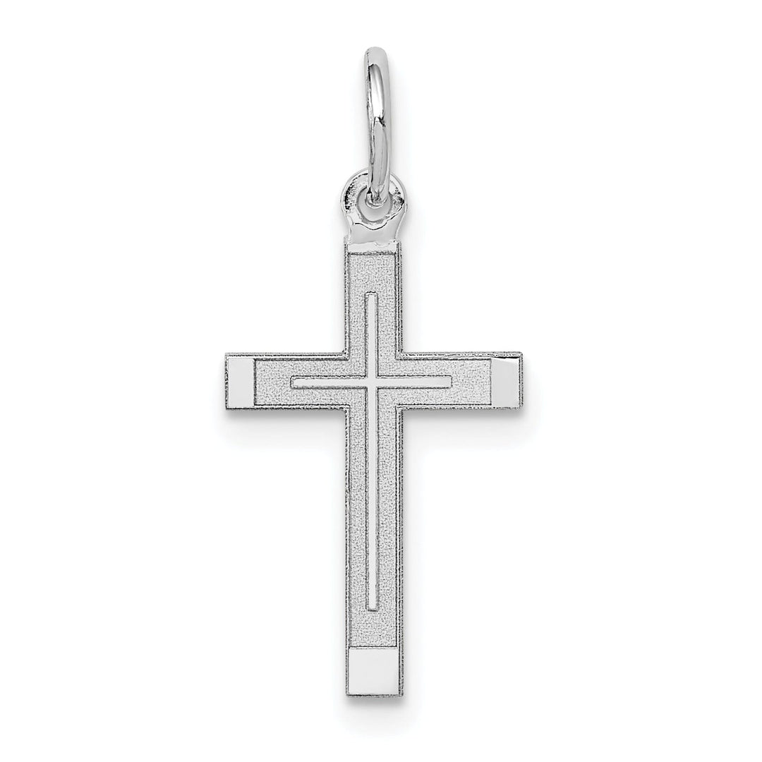 14k White Gold Laser Designed Cross Pendant