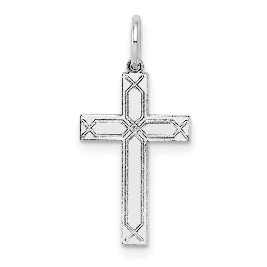 14k White Gold Laser Designed Cross Pendant