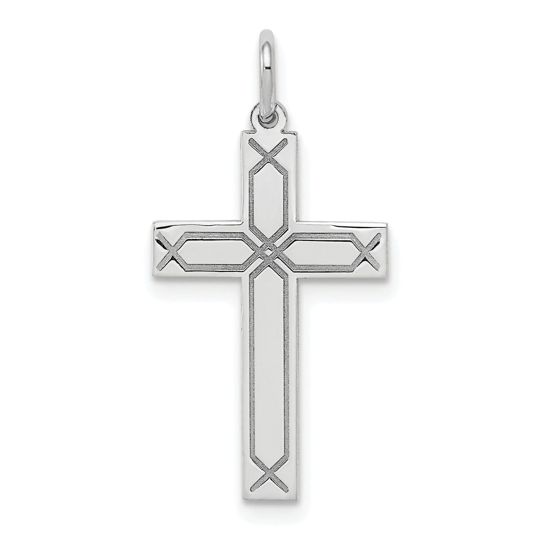 14k White Gold Laser Designed Cross Pendant