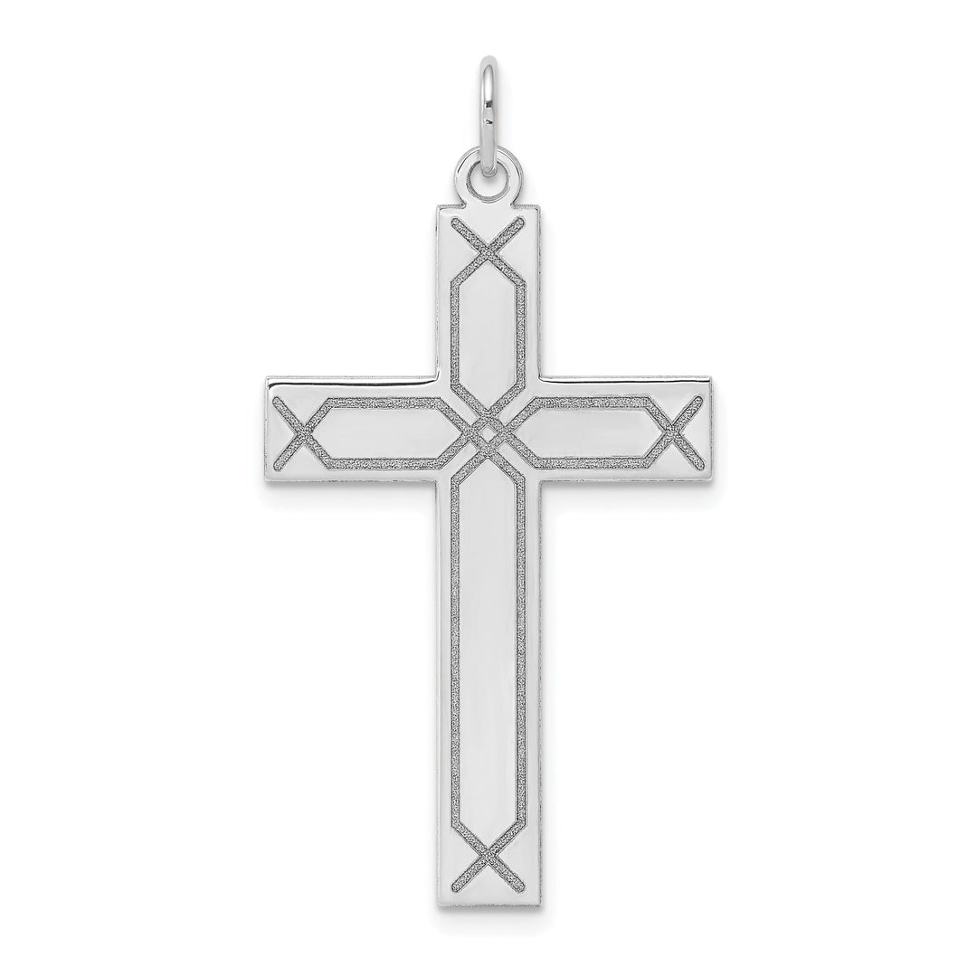 14k White Gold Laser Designed Cross Pendant