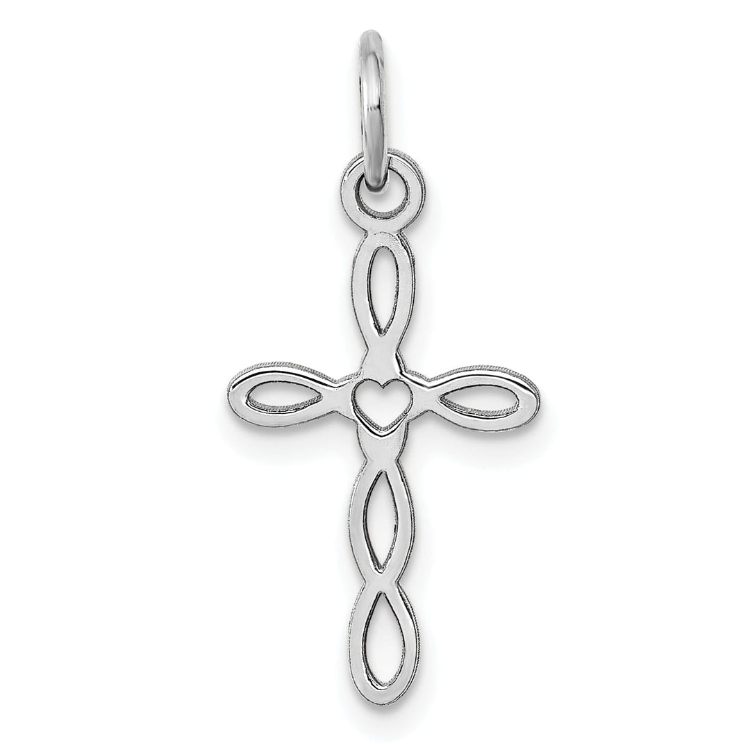 14k White Gold Laser Designed Cross Pendant