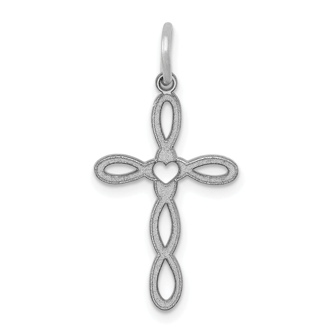 14k White Gold Laser Designed Cross Pendant